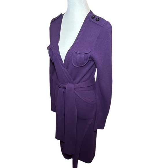 DVF Diane Von Furstenberg Grodnica Wool Cashmere Blend Wrap Dress Purple Sz S - Picture 4 of 9
